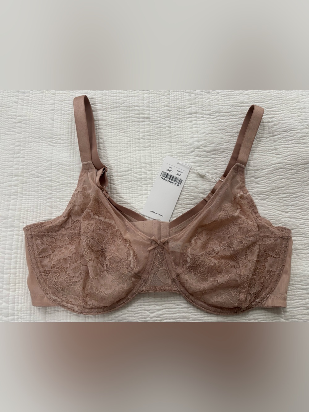 Hsia Lace Underwire Bra in Blush Taupe Size 38DD